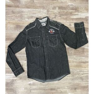 American Fighter Offensive Line Shirt Embroidered Button Front Mens Size Medium